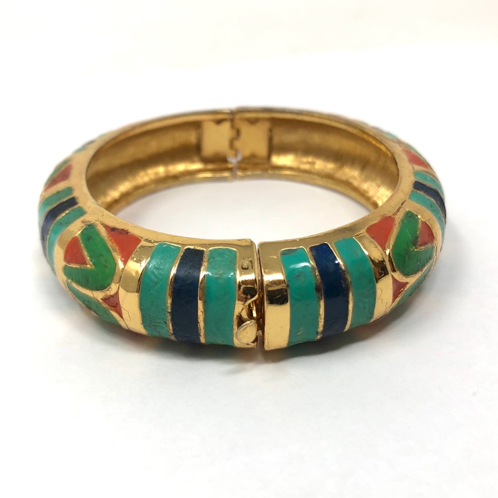 HATTIE CARNEGIE vintage, estate enamel bangle, 75.3g
